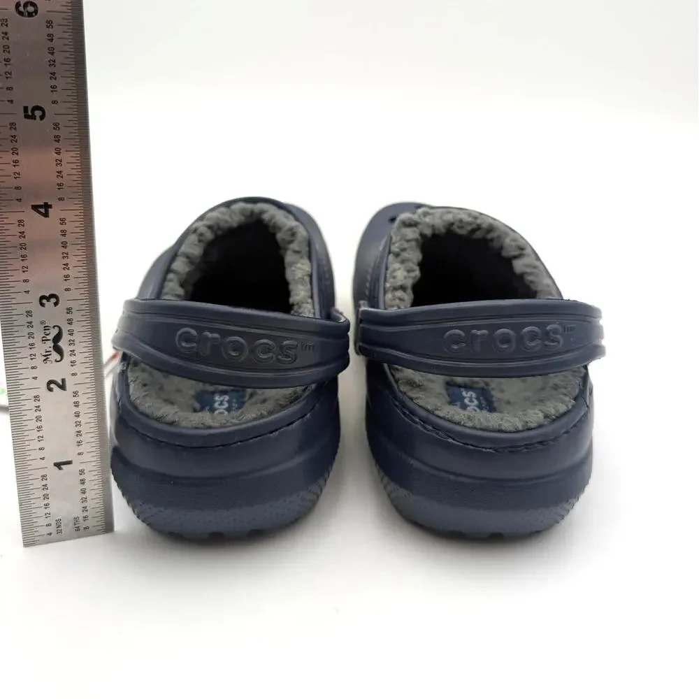 Crocs Classic Lined Clog Shoes Closed Toe Kids' Navy/Charcoal Size US11